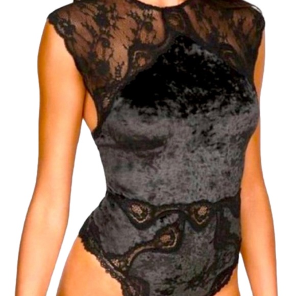 Victoria Secret Velvet Lace Bodysuit - Picture 2 of 6